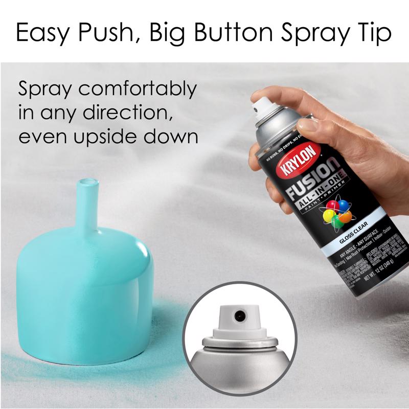 Krylon Fusion All-In-One Gloss Clear Paint+Primer Spray Paint 12 oz, Pack of 6