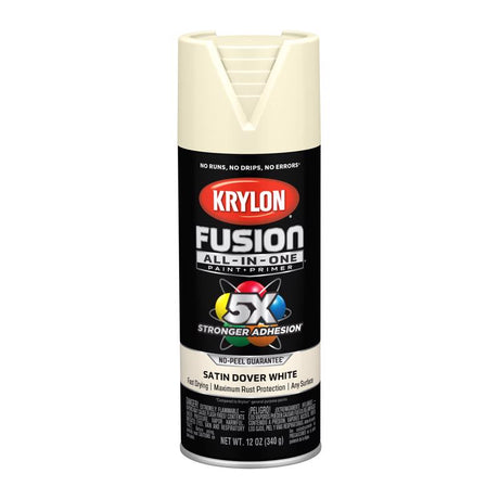 Krylon Fusion All-In-One Gloss Dover White Paint+Primer Spray Paint 12 oz, Pack of 6