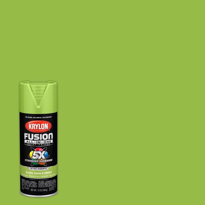 Krylon Fusion All-In-One Gloss Jungle Green Paint+Primer Spray Paint 12 oz, Pack of 6