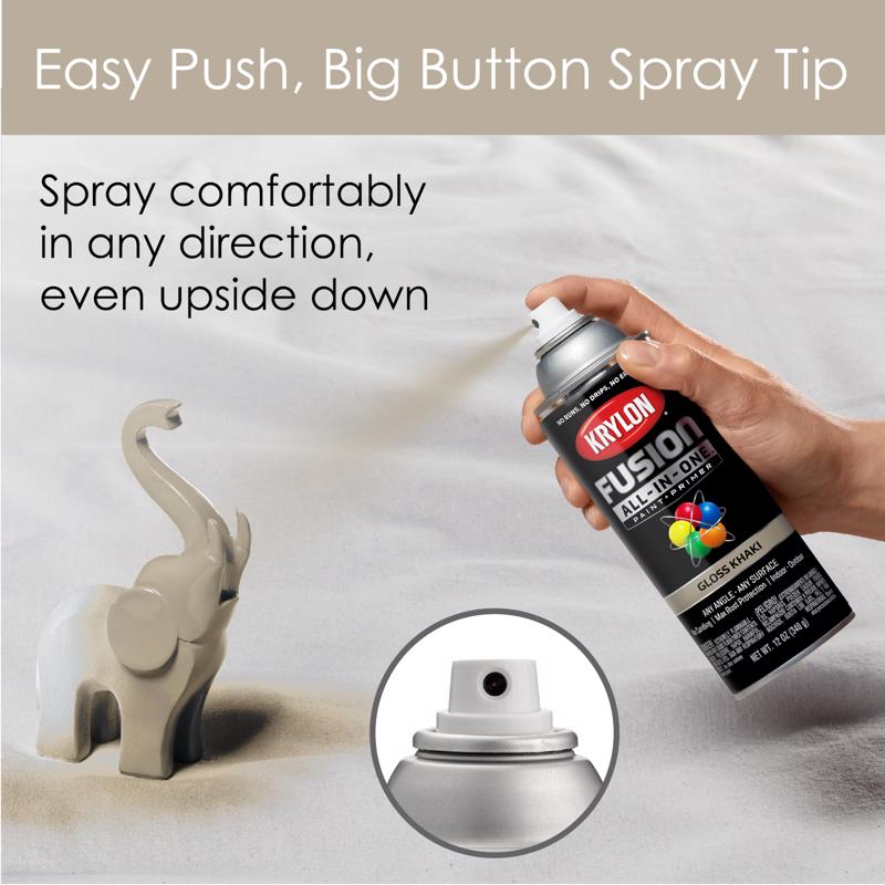 Krylon Fusion All-In-One Gloss Khaki Paint+Primer Spray Paint 12 oz, Pack of 6