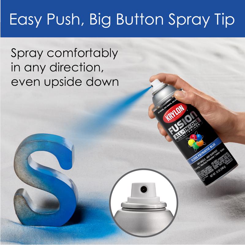 Krylon Fusion All-In-One Gloss Patriotic Blue Paint+Primer Spray Paint 12 oz, Pack of 6