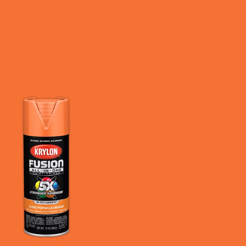 Krylon Fusion All-In-One Gloss Popsicle Orange Paint+Primer Spray Paint 12 oz, Pack of 6