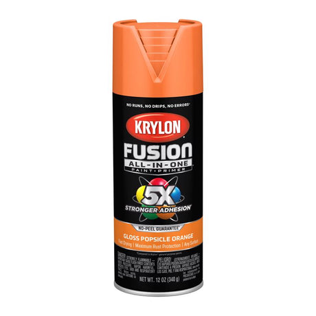 Krylon Fusion All-In-One Gloss Popsicle Orange Paint+Primer Spray Paint 12 oz, Pack of 6
