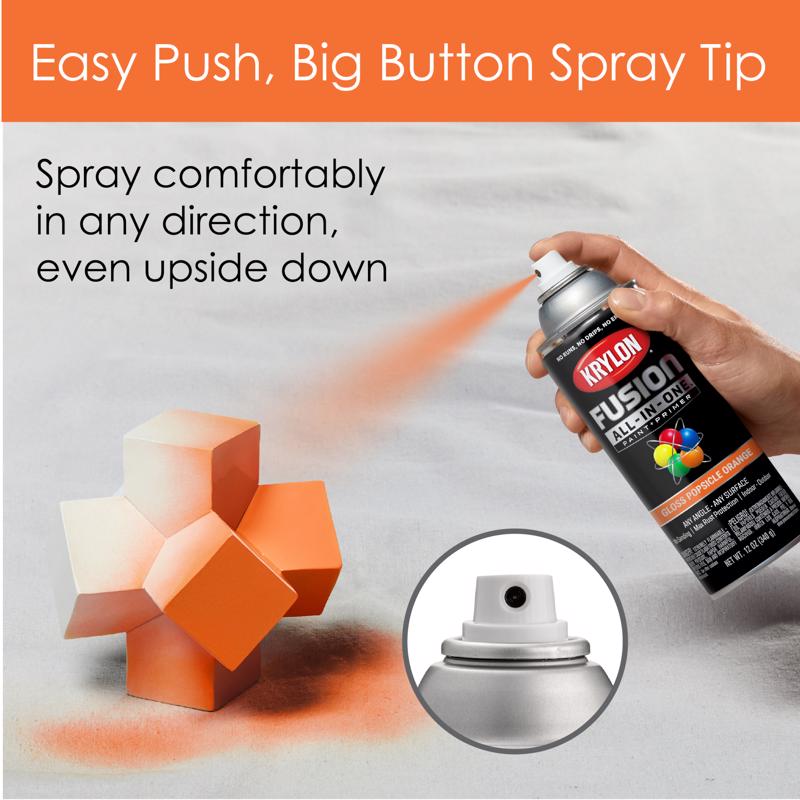Krylon Fusion All-In-One Gloss Popsicle Orange Paint+Primer Spray Paint 12 oz, Pack of 6