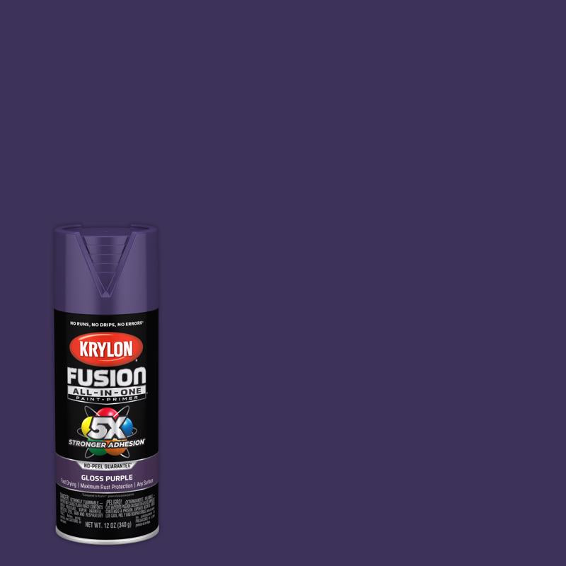 Krylon Fusion All-In-One Gloss Purple Paint+Primer Spray Paint 12 oz, Pack of 6