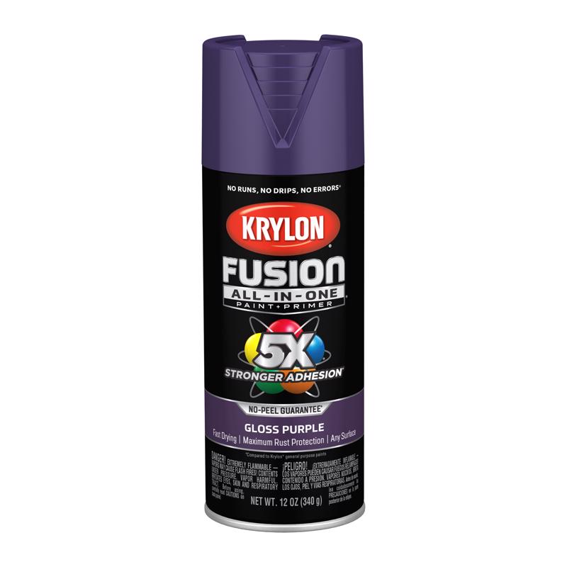 Krylon Fusion All-In-One Gloss Purple Paint+Primer Spray Paint 12 oz, Pack of 6