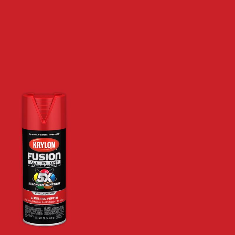 Krylon Fusion All-In-One Gloss Red Pepper Paint+Primer Spray Paint 12 oz, Pack of 6