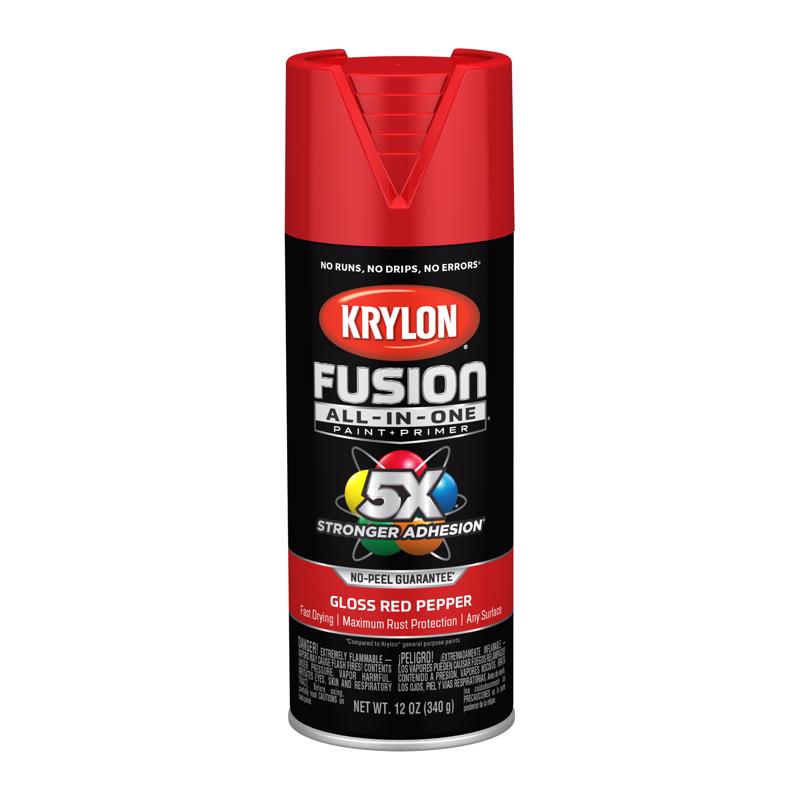 Krylon Fusion All-In-One Gloss Red Pepper Paint+Primer Spray Paint 12 oz, Pack of 6