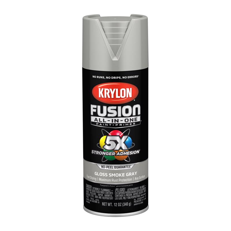Krylon Fusion All-In-One Gloss Smoke Gray Paint+Primer Spray Paint 12 oz, Pack of 6