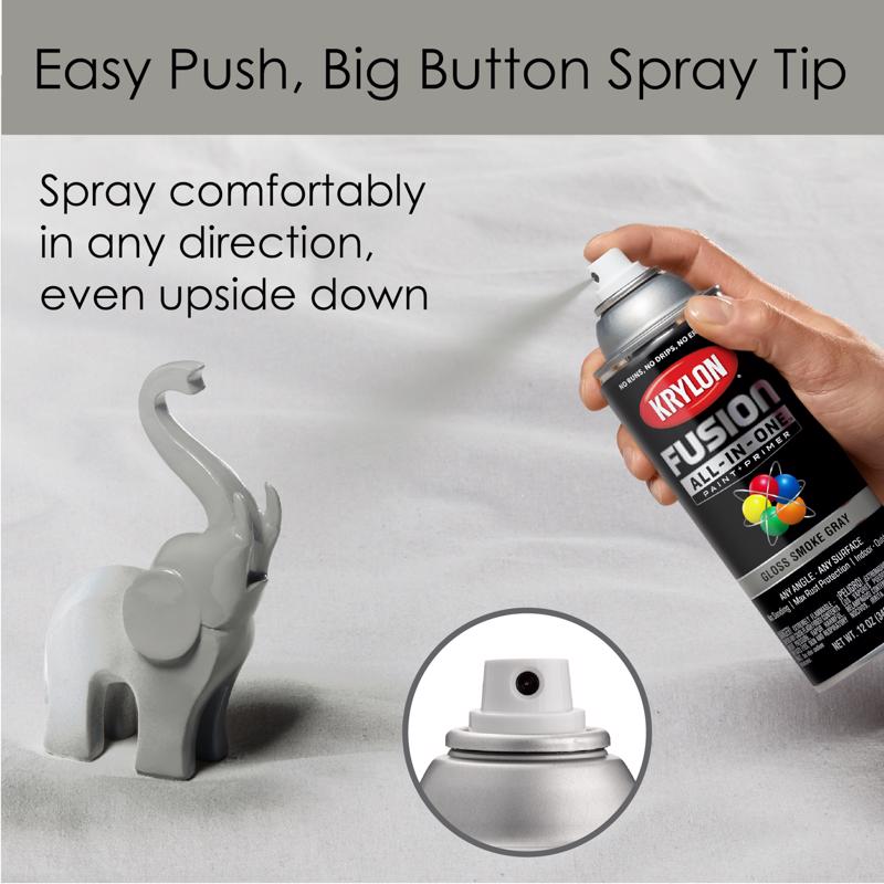Krylon Fusion All-In-One Gloss Smoke Gray Paint+Primer Spray Paint 12 oz, Pack of 6
