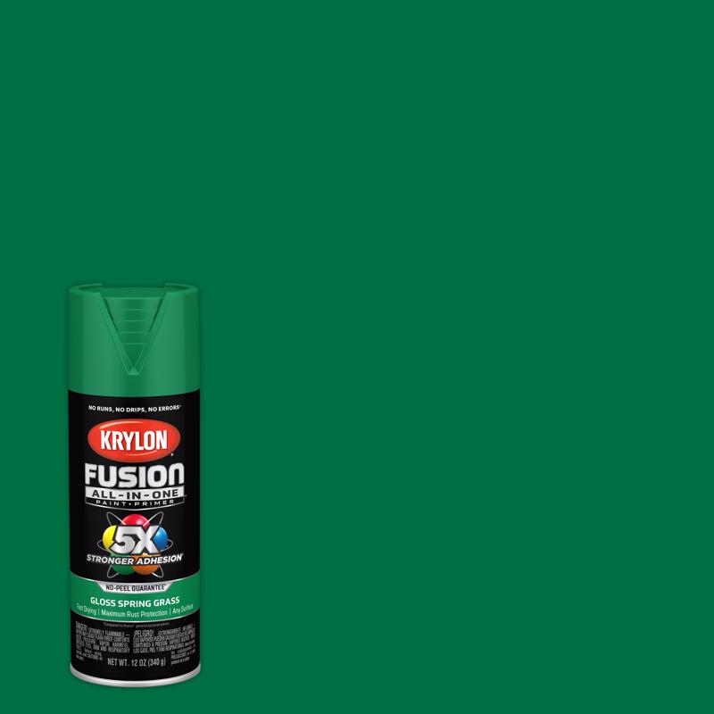 Krylon Fusion All-In-One Gloss Spring Grass Paint+Primer Spray Paint 12 oz, Pack of 6