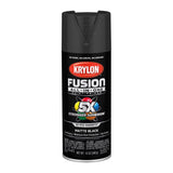 Krylon Fusion All-In-One Matte Black Paint+Primer Spray Paint 12 oz, Pack of 6