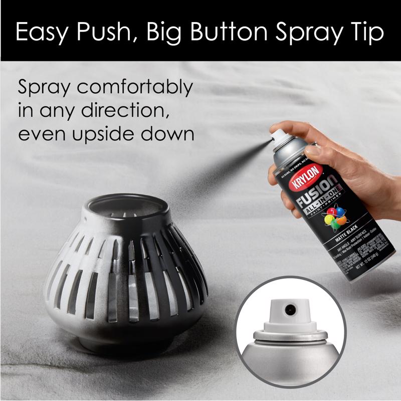 Krylon Fusion All-In-One Matte Black Paint+Primer Spray Paint 12 oz, Pack of 6