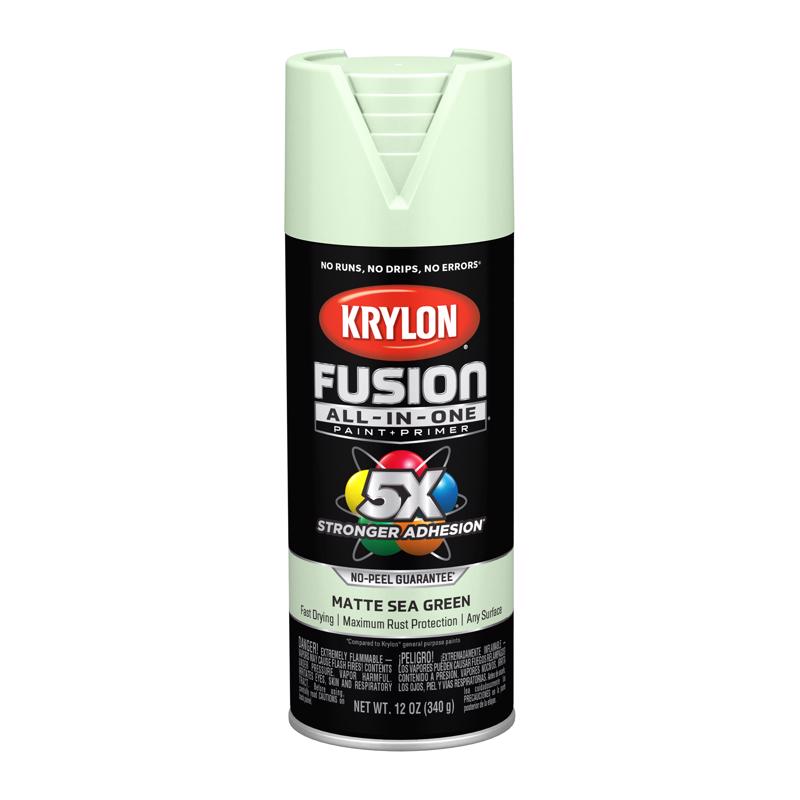 Krylon Fusion All-In-One Matte Sea Green Paint+Primer Spray Paint 12 oz, Pack of 6