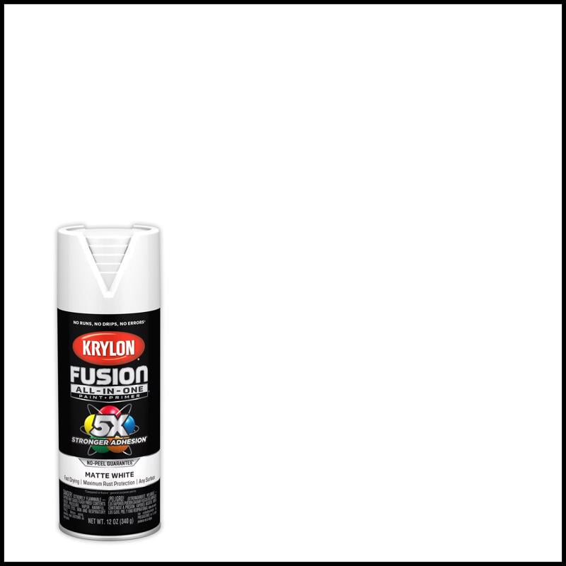 Krylon Fusion All-In-One Matte White Paint+Primer Spray Paint 12 oz, Pack of 6