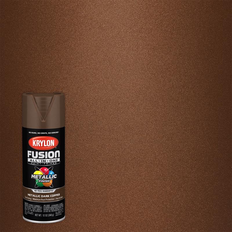 Krylon Fusion All-In-One Metallic Dark Copper Paint+Primer Spray Paint 12 oz, Pack of 6
