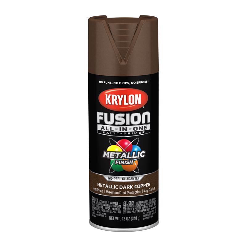 Krylon Fusion All-In-One Metallic Dark Copper Paint+Primer Spray Paint 12 oz, Pack of 6