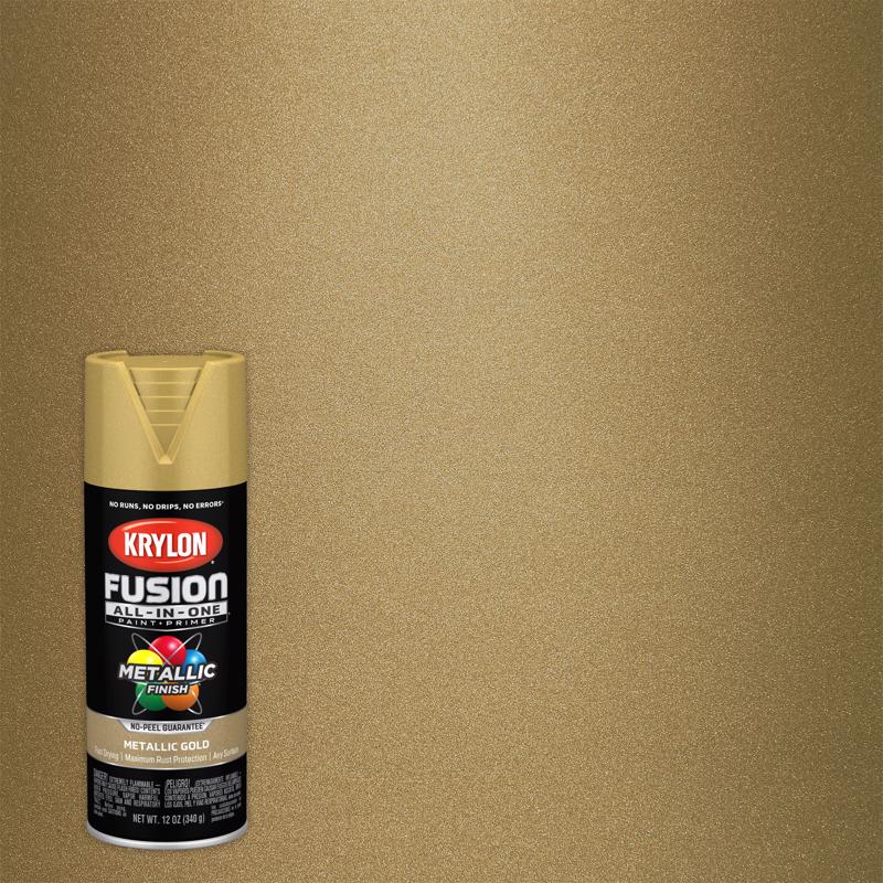 Krylon Fusion All-In-One Metallic Gold Paint+Primer Spray Paint 12 oz, Pack of 6