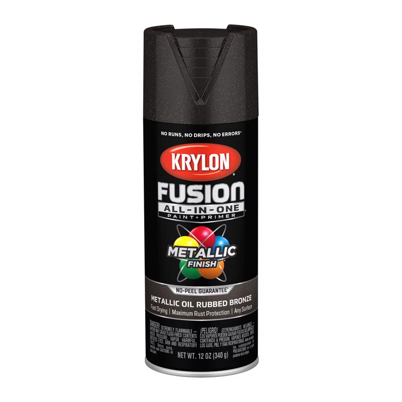 Krylon Fusion All-In-One Metallic Oil Rubbed Bronze Paint+Primer Spray Paint 12 oz, Pack of 6