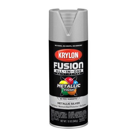 Krylon Fusion All-In-One Metallic Silver Paint+Primer Spray Paint 12 oz, Pack of 6