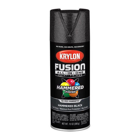 Krylon Fusion All-In-One Hammered Black Paint+Primer Spray Paint 12 oz, Pack of 6