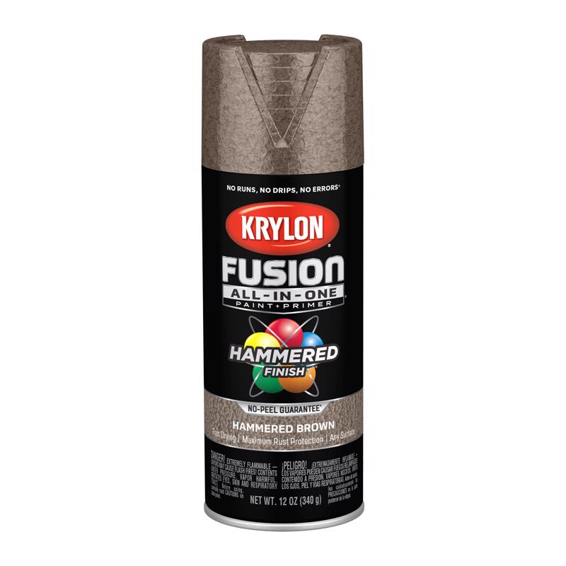 Krylon Fusion All-In-One Hammered Brown Paint+Primer Spray Paint 12 oz, Pack of 6