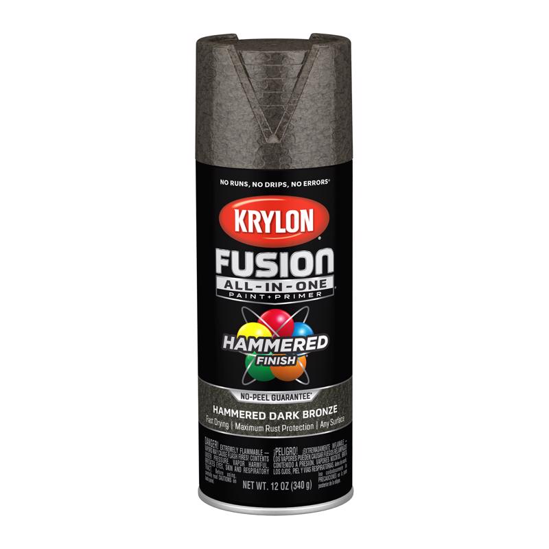 Krylon Fusion All-In-One Hammered Dark Bronze Paint+Primer Spray Paint 12 oz, Pack of 6