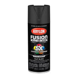 Krylon Fusion All-In-One Flat Black Paint+Primer Spray Paint 12 oz, Pack of 6