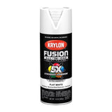 Krylon Fusion All-In-One Flat White Paint+Primer Spray Paint 12 oz, Pack of 6