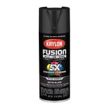 Krylon Fusion All-In-One Satin Black Paint+Primer Spray Paint 12 oz, Pack of 6