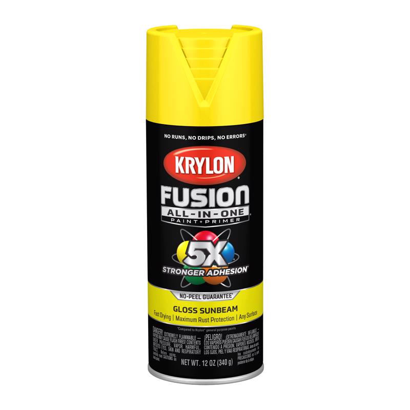Krylon Fusion All-In-One Gloss Sunbeam Paint+Primer Spray Paint 12 oz, Pack of 6