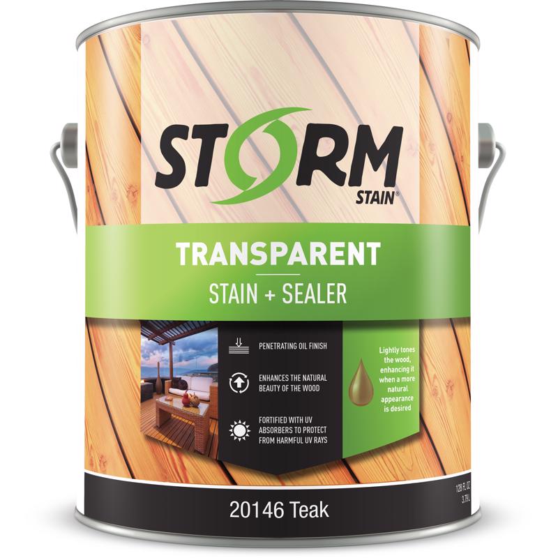 Storm System Transparent Teak Oil-Based Alkyd Exterior Stain 1 gal, Pack of 4