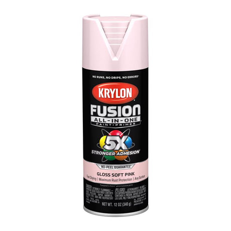 Krylon Fusion All-In-One Gloss Pink Blush Paint+Primer Spray Paint 12 oz, Pack of 6