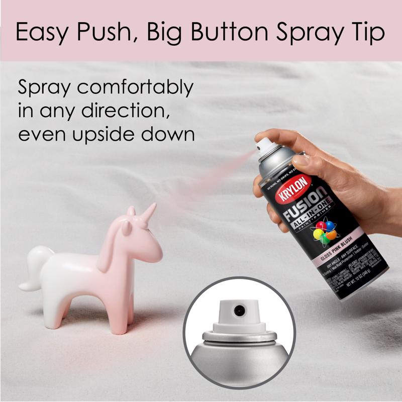 Krylon Fusion All-In-One Gloss Pink Blush Paint+Primer Spray Paint 12 oz, Pack of 6