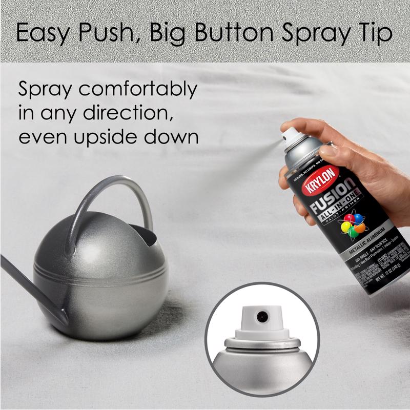 Krylon Fusion All-In-One Metallic Aluminum Paint+Primer Spray Paint 12 oz, Pack of 6