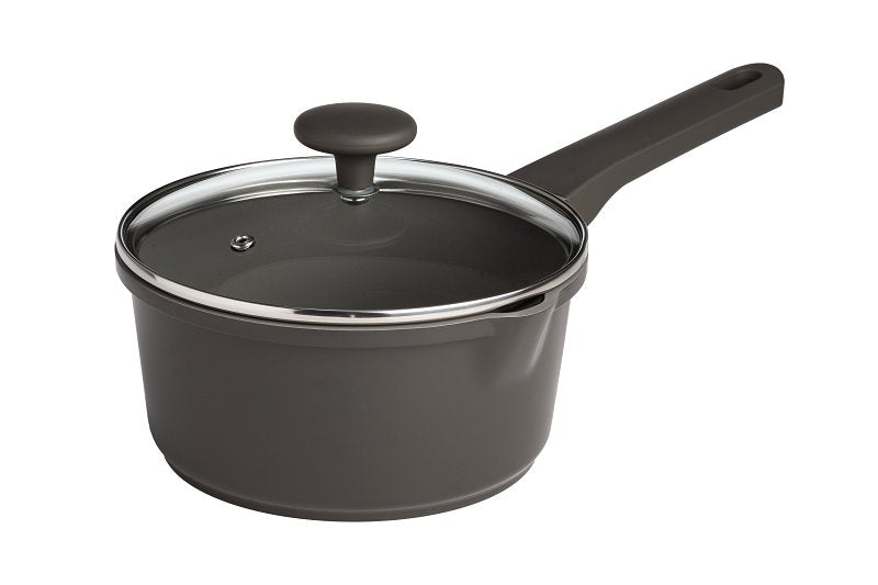 Ecolution Aria Series EH12656-AS Sauce Pan, 2 qt, Aluminum, Charcoal, Comfort Grip, Soft Grip Handle