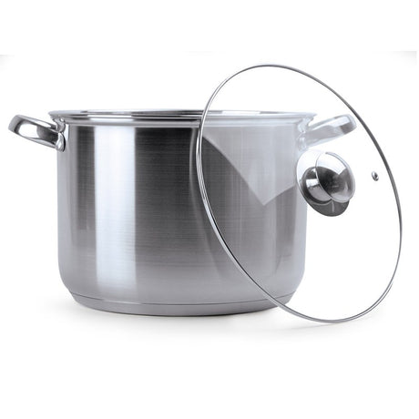 Ecolution Pure Intentions Series ESTL-4508 Stock Pot with Tempered Glass Lid, 8 qt Capacity, Stainless Steel