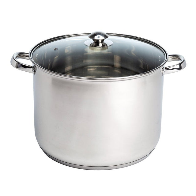 Ecolution Pure Intentions Series ESTL-4516 Stock Pot with Tempered Glass Lid, 16 qt Capacity, Stainless Steel, Pack of 2
