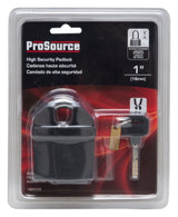 ProSource HD-PX065 High Security Padlock, Shrouded Shackle, 1/2 in Dia Shackle, 1-1/2 in H Shackle, Steel Shackle, Black