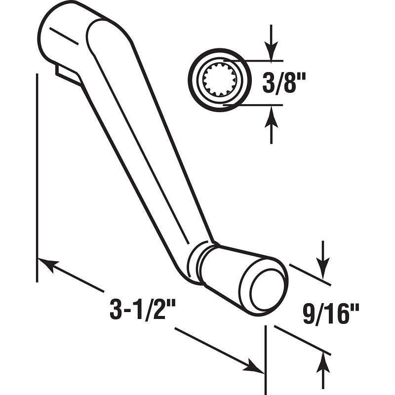 Prime-Line H 3685 Crank Handle, 3-1/2 in Projection, Zinc, Painted