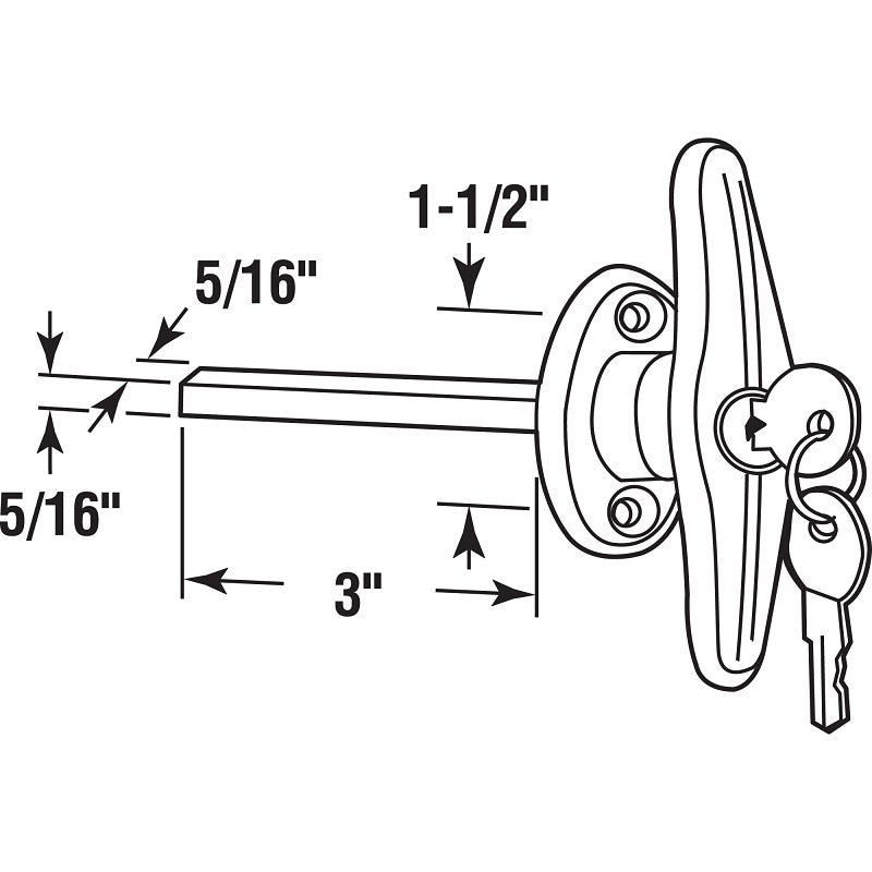 Prime-Line GD 52122 Garage Door Lock, 5/16 in L Shaft, Zinc, Chrome