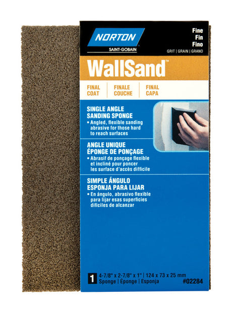Norton WallSand 4.88 in. L X 2.88 in. W X 1 in. Fine Single Angle Sanding Sponge