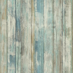 RoomMates 20.5 in. W X 16.5 in. L Distressed Wood Blue Peel and Stick Wallpaper, Pack of 4