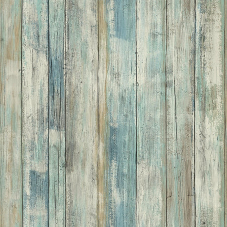 RoomMates 20.5 in. W X 16.5 in. L Distressed Wood Blue Peel and Stick Wallpaper, Pack of 4