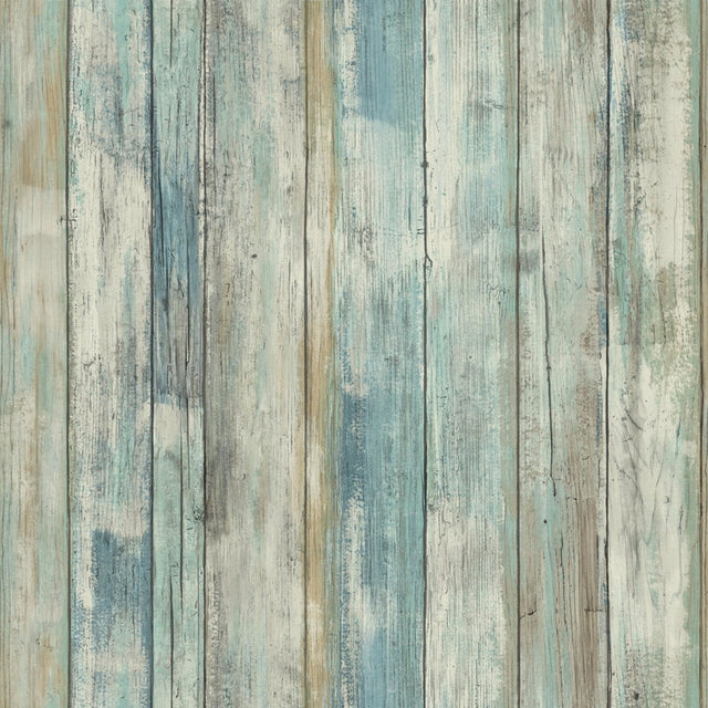 RoomMates 20.5 in. W X 16.5 in. L Distressed Wood Blue Peel and Stick Wallpaper, Pack of 4