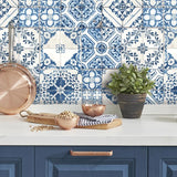 RoomMates 20.5 in. W X 16.5 in. L Mediterranian Tile Peel and Stick Wallpaper, Pack of 4