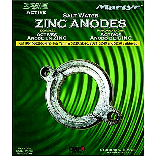 Martyr AP19644002660KZ Yanmar Split Ring Saildrive Anode, Zinc