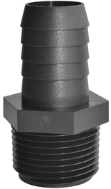 Green Leaf A3812P Pipe to Hose Adapter, Straight, 3/8 x 1/2 in, Hose Barb x Male NPT, Polypropylene, Black, Pack of 5