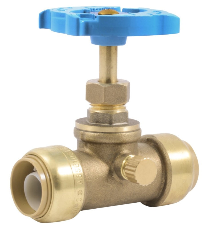 SharkBite 24635LF Stop Valve, 3/4 in Connection, PTC, 200 psi Pressure, DZR Brass Body