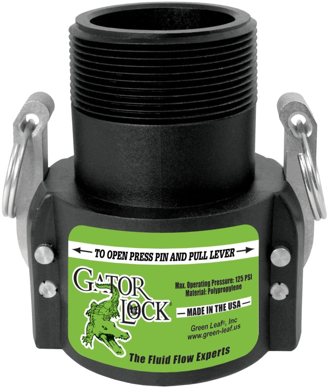 Green Leaf GLP300B Cam Lever Coupling, 3 in, Female x MNPT, Polypropylene, Black